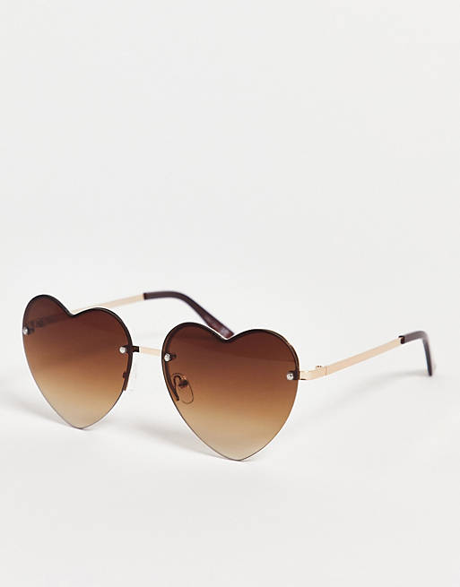 Jeepers Peepers – Bruna, hjärtformade solglasögon