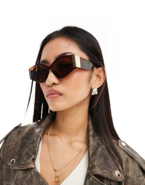 Jeepers Peepers – Bruna solglasögon med guld i cateye-modell - view 1