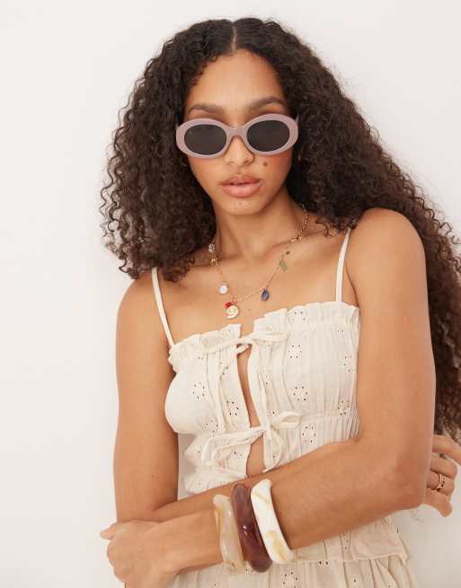 Jeepers Peepers bubble oval sunglasses in taupe, 3 of 3