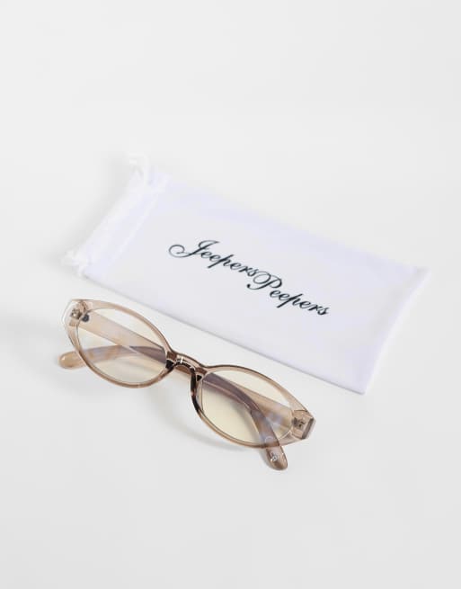 Jeepers Peepers cat eye clear lens glasses in smokey grey, 3 of 3