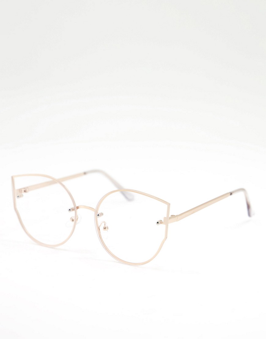 Jeepers Peepers cat eye clear lens glasses-Gold