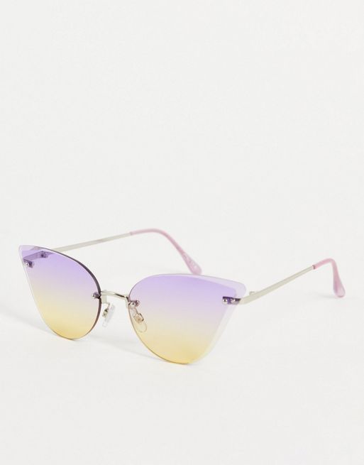 Jeepers Peepers cat eye festival sunglasses with bevel edge in purple