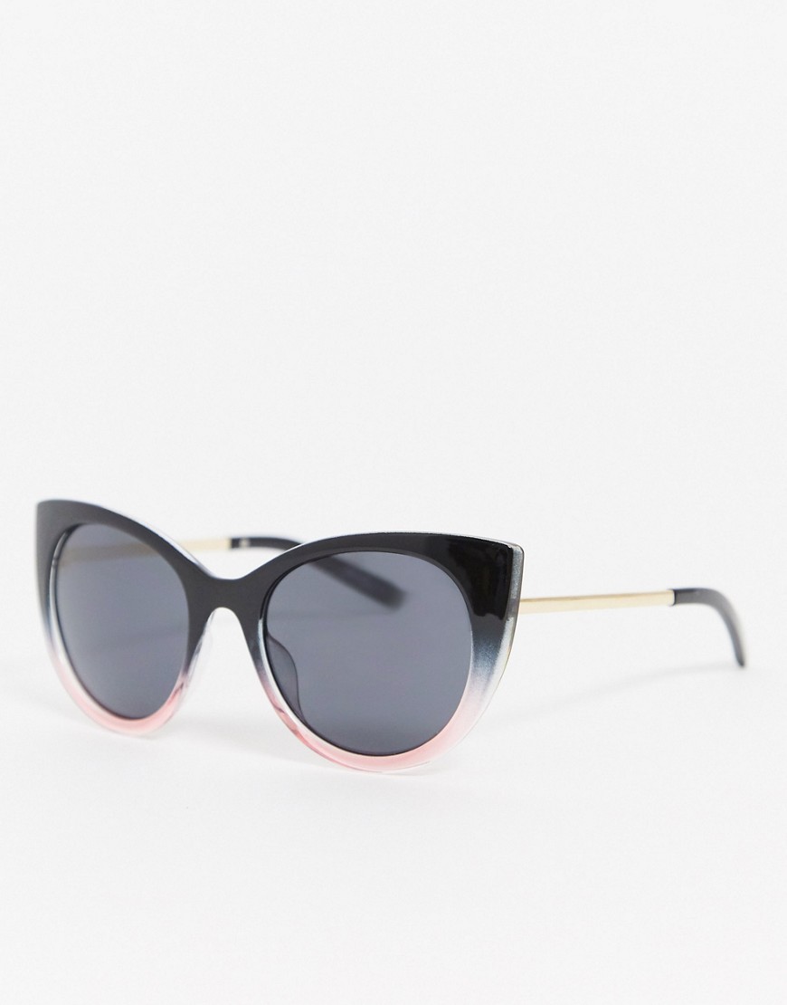 Jeepers Peepers – Cat eye-solglasögon med rosa detalj-Svart