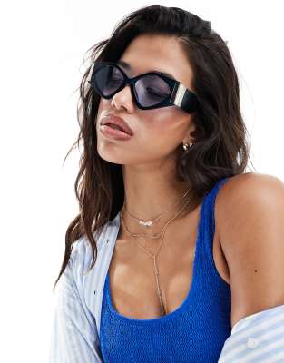 Jeepers Peepers - Cat-Eye-Sonnenbrille in Blau mit Goldton