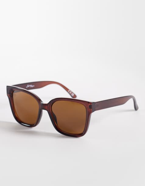 Jeepers Peepers – Cat-Eye-Sonnenbrille in Schwarz mit braunen Gläsern - view 1