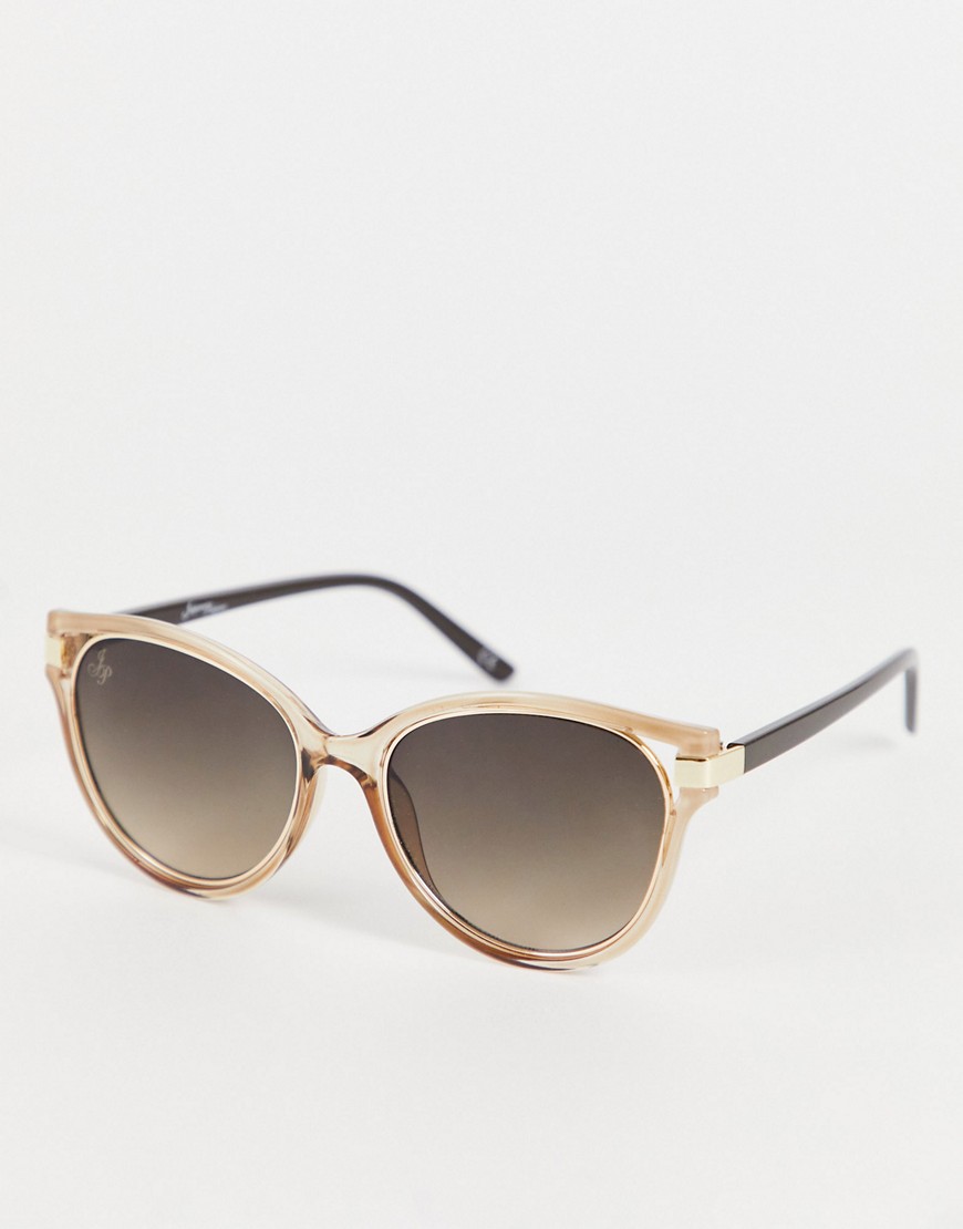 Jeepers Peepers cat eye sunglasses in beige and black-Neutral