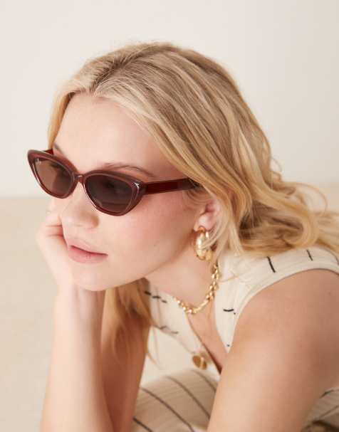 Jeepers Peepers cat eye sunglasses in brown - view 1