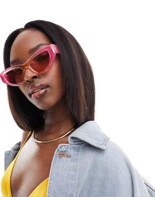Jeepers Peepers Jeepers Peepers cat eye sunglasses in pink/orange-Multi