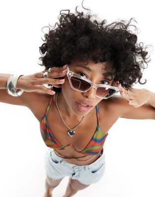 Jeepers Peepers cat eye sunglasses in transparent - ASOS Price Checker