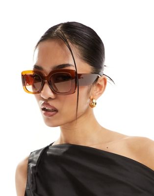 chunky square sunglasses in brown