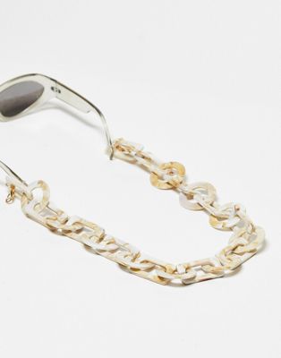 chunky sunglasses chain in cream-White
