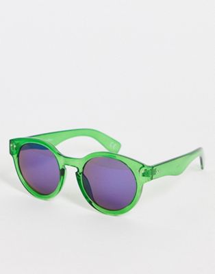 Jeepers Peepers chunky sunglasses in green and blue tint