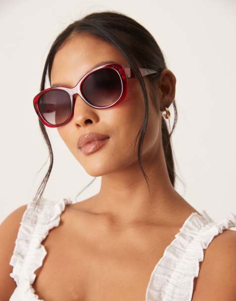 Jeepers Peepers - Chunky vierkante zonnebril in rood - view 1
