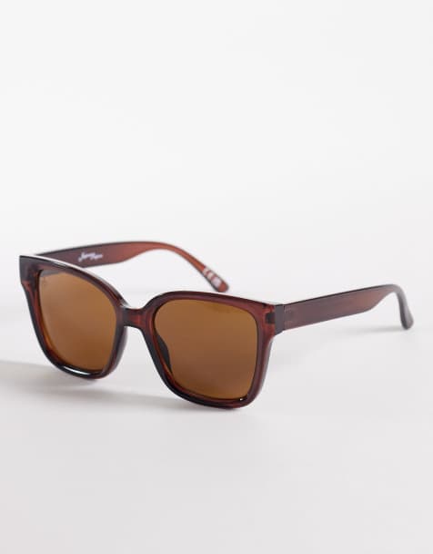 Jeepers Peepers classic cat eye sunglasses in black with brown lens - view 1