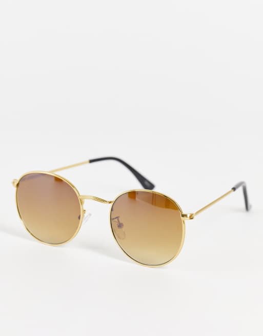 Jeepers Peepers classic round sunglasses in gold ASOS