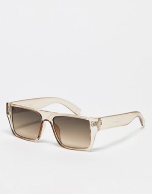 Jeepers Peepers clear square sunglasses in beige