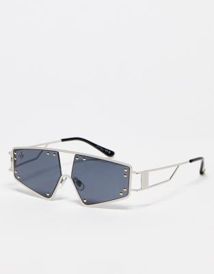 Jeepers Peepers cut out visor festival sunglasses in black | ASOS