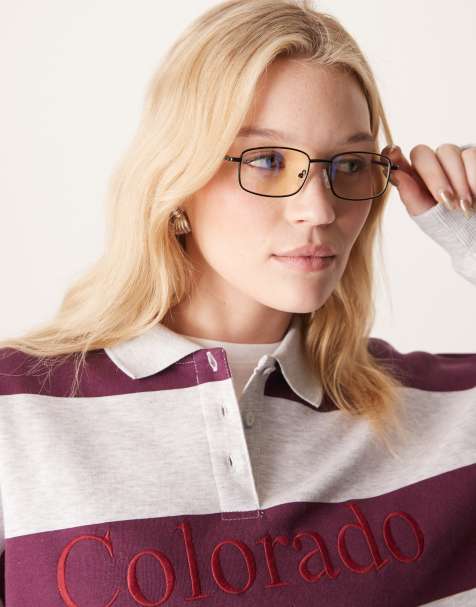 Jeepers Peepers – Czarne prostokątne okulary przeciwsłoneczne z metalu - view 1