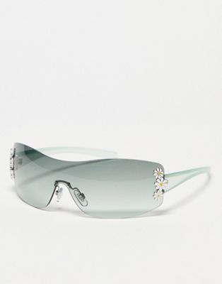 Jeepers Peepers daisy detail visor festival sunglasses in blue - ASOS Price Checker