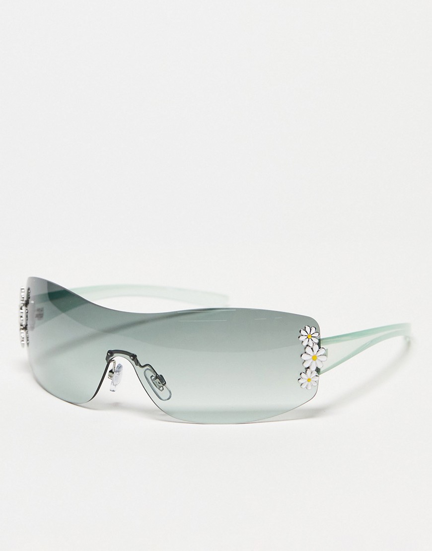Jeepers Peepers daisy detail visor sunglasses in blue