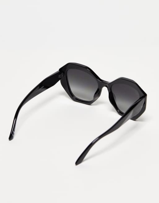 Jeepers Peepers – Dramatic – Sechseckige Sonnenbrille in Schwarz, 2 von 4