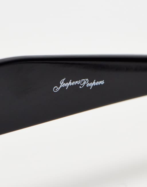 Jeepers Peepers – Dramatic – Sechseckige Sonnenbrille in Schwarz, 3 von 4