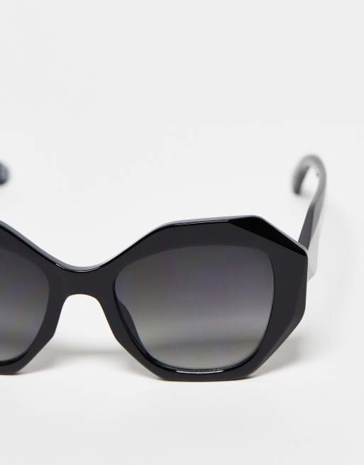 Jeepers Peepers – Dramatic – Sechseckige Sonnenbrille in Schwarz, 4 von 4