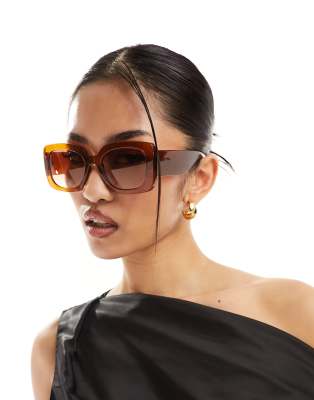 Jeepers Peepers - Eckige Sonnenbrille in Braun mit breitem Gestell-Brown