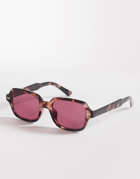 Jeepers Peepers – Eckige Sonnenbrille in Schildpatt-Optik mit rosa Gläsern - view 1