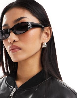 Jeepers Peepers Embellished Sunglasses In Black