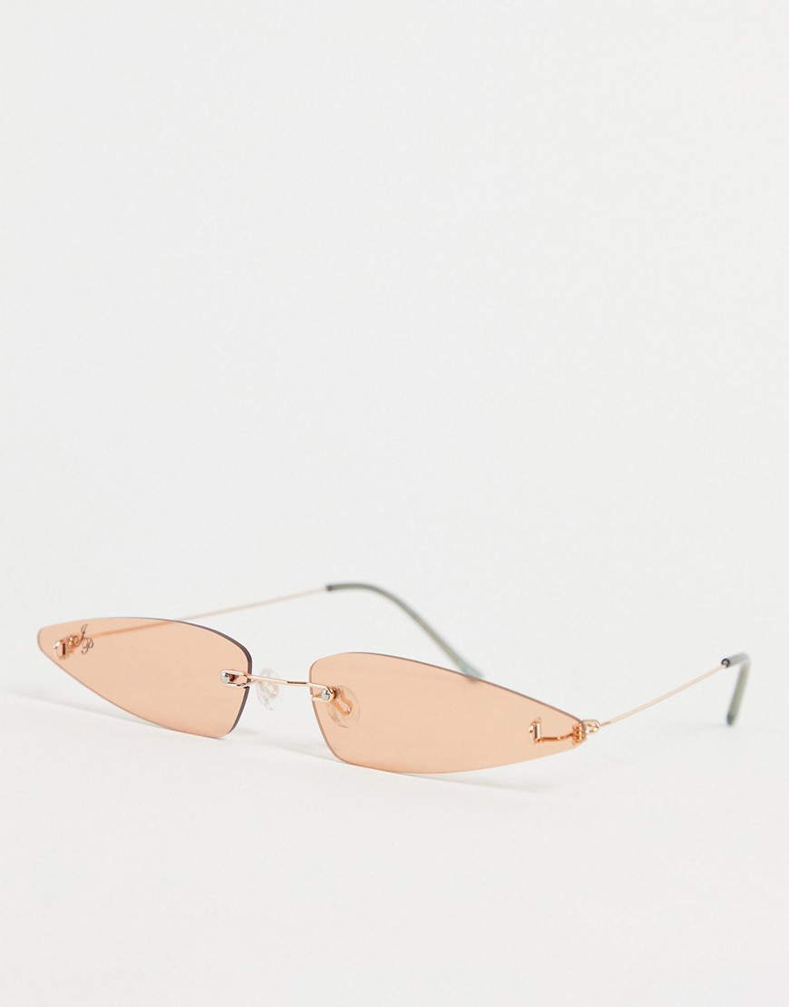Jeepers Peepers Extreme Cat Eye Sunglasses With Silver Frames And Pale Orange Lens