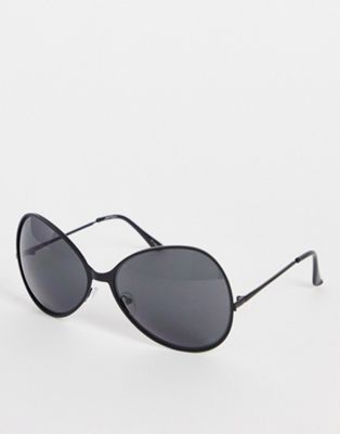 Jeepers Peepers extreme oversized round sunglasses in black