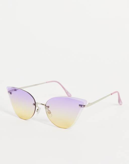 Jeepers Peepers - Festival - Cat eye zonnebril met kleurverloop van paars naar geel