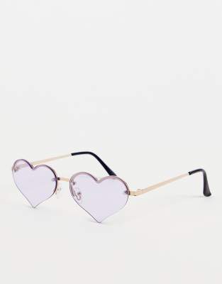 festival heart rimless sunglasses in purple