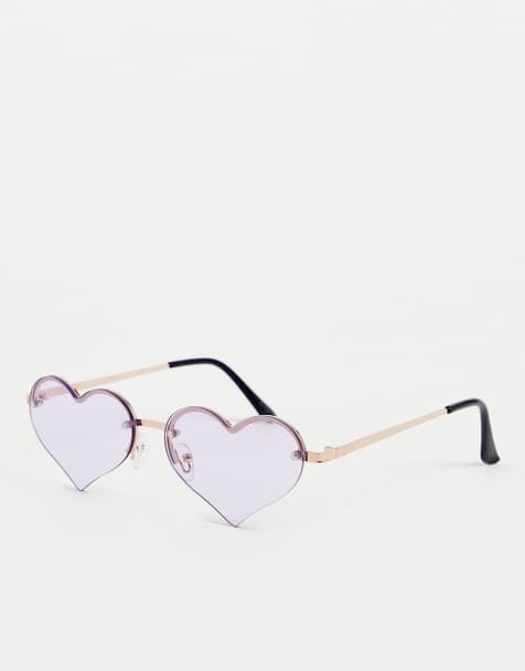 Jeepers Peepers festival heart rimless sunglasses in purple - view 1