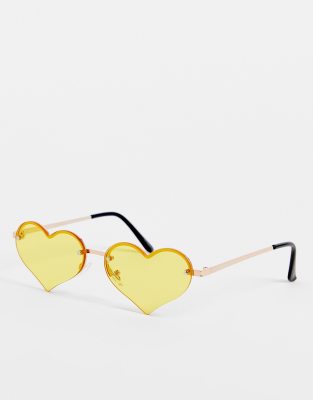 Jeepers Peepers Jeepers Peepers festival heart rimless sunglasses in yellow