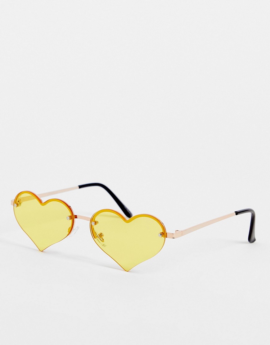 festival heart rimless sunglasses in yellow