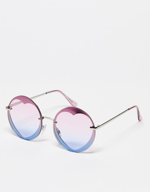 Jeepers Peepers - Festival - Ronde hartvormige zonnebril in paars/blauw ombre