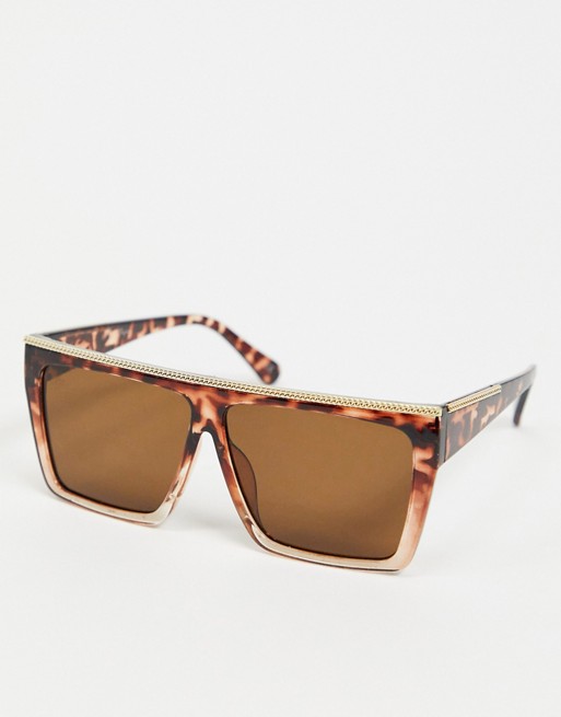 Jeepers Peepers flat brow sunglasses in tort with gold detail
