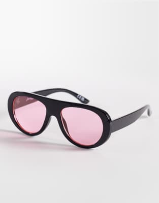 Jeepers Peepers Flat Top Round Sunglasses In Black