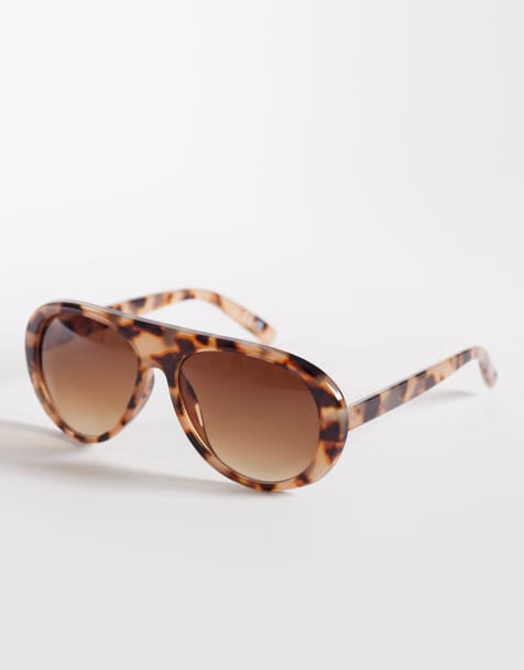 Jeepers Peepers flat top round sunglasses in light tort with brown lens - view 1