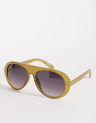 Jeepers Peepers Flat Top Round Sunglasses In Green