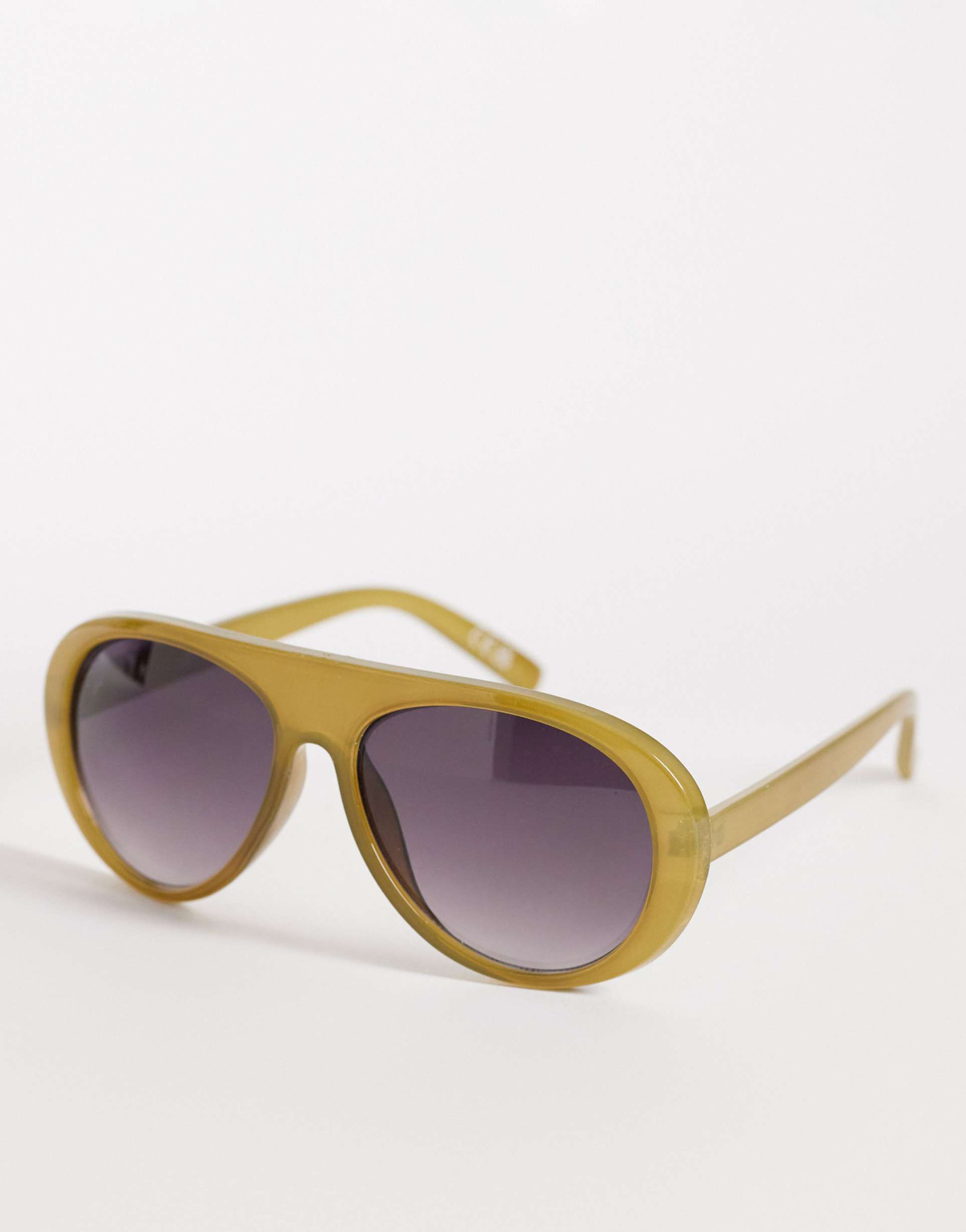 jeepers peepers flat top round sunglasses in olive green