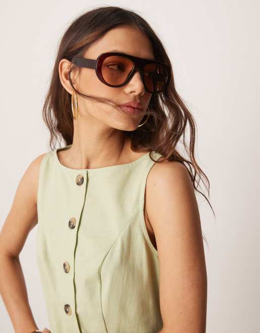 Jeepers Peepers flat top round sunglasses in tortoiseshell, 2 of 3
