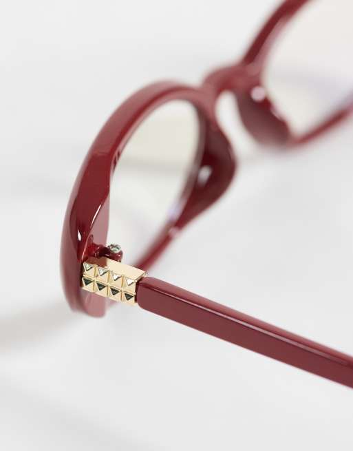 Jeepers Peepers - gafas ovaladas con lentes transparentes en burdeos, 2 de 3