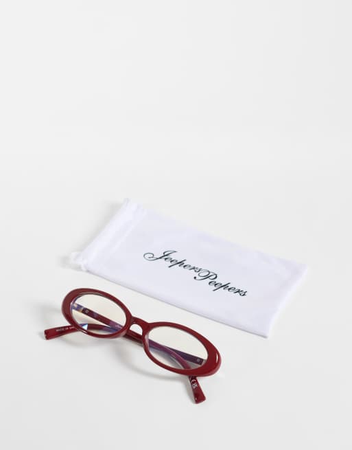 Jeepers Peepers - gafas ovaladas con lentes transparentes en burdeos, 3 de 3