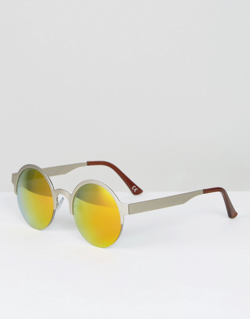 Jeepers Peepers Gold Lens Round Sunglasses