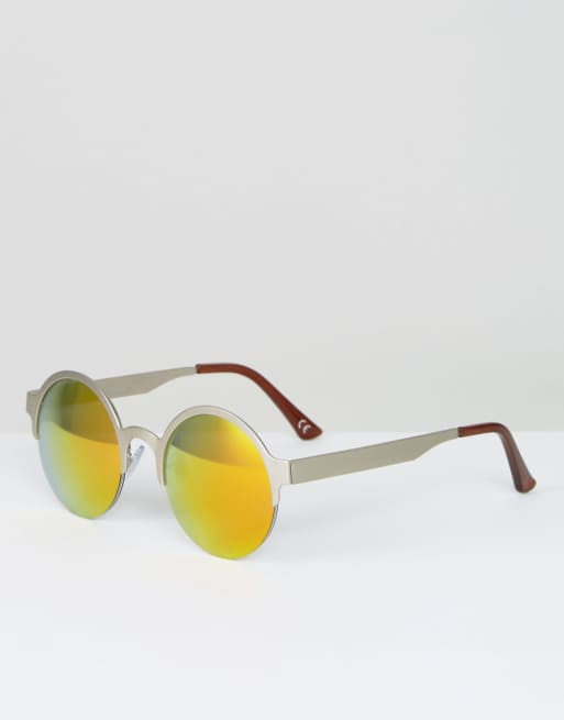Jeepers Peepers Gold Lens Round Sunglasses ASOS