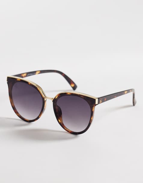 Jeepers Peepers – Große, runde Sonnenbrille in Schwarz und Schildpattoptik - view 1