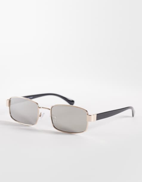 Jeepers Peepers - Guldfarvede firkantede solbriller med metalstel og iriserende glas - view 1